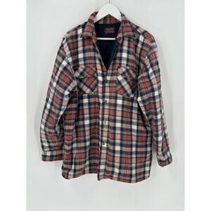 Wharton Vintage Jacket Mens Large Red Blue Tartan Plaid Shacket Button Work Barn
